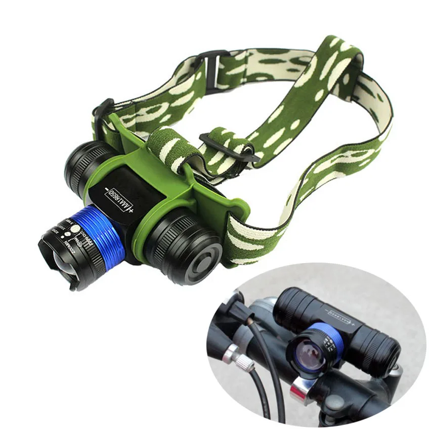 

XML T6 LED zoom Headlamp 18650 Zoomable bike head light bicycle lamp torch flashlight Lanterna for fishing hiking camping