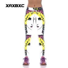 Новинка KYK1001 модные сексуальные девушки женщины Абстрактная живопись лицо 3D принты Высокая талия эластичный спортивный бинт из полиэфирного волокна Леггинсы Брюки Плюс
