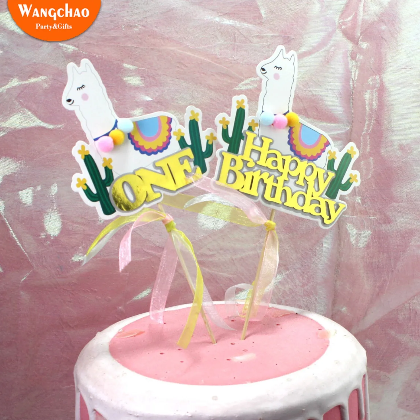 

1pcs Happy Birthday Cake Topper Party LLama Cake Decoration Cupcake Topper Cactus Party Gift for Kid Supplies Baby Shower