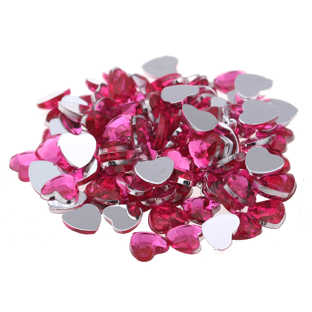 04 pink 20 мм 100 шт в форме сердца много цветов плоские задние плоские краны Акриловые стразы драгоценные камни 3D дизайн ногтей принадлежности украшения камни - Цвет: 04 pink