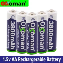 2-16 шт/шт Okoman AA перезаряжаемая батарея 3800mah 1,5 V Новая Щелочная перезаряжаемая батарея для светодиодный светильник