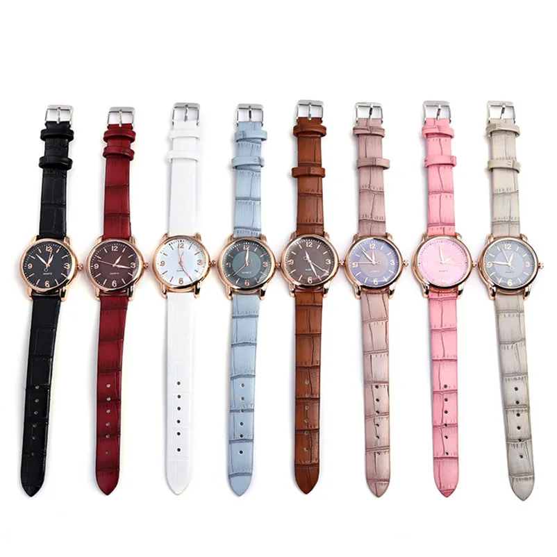 Casual Women Watches Bracelet Watch Ladies leather band alloy Analog Quartz Round Wrist Watch clock Relogio Masculino Y19 (7)