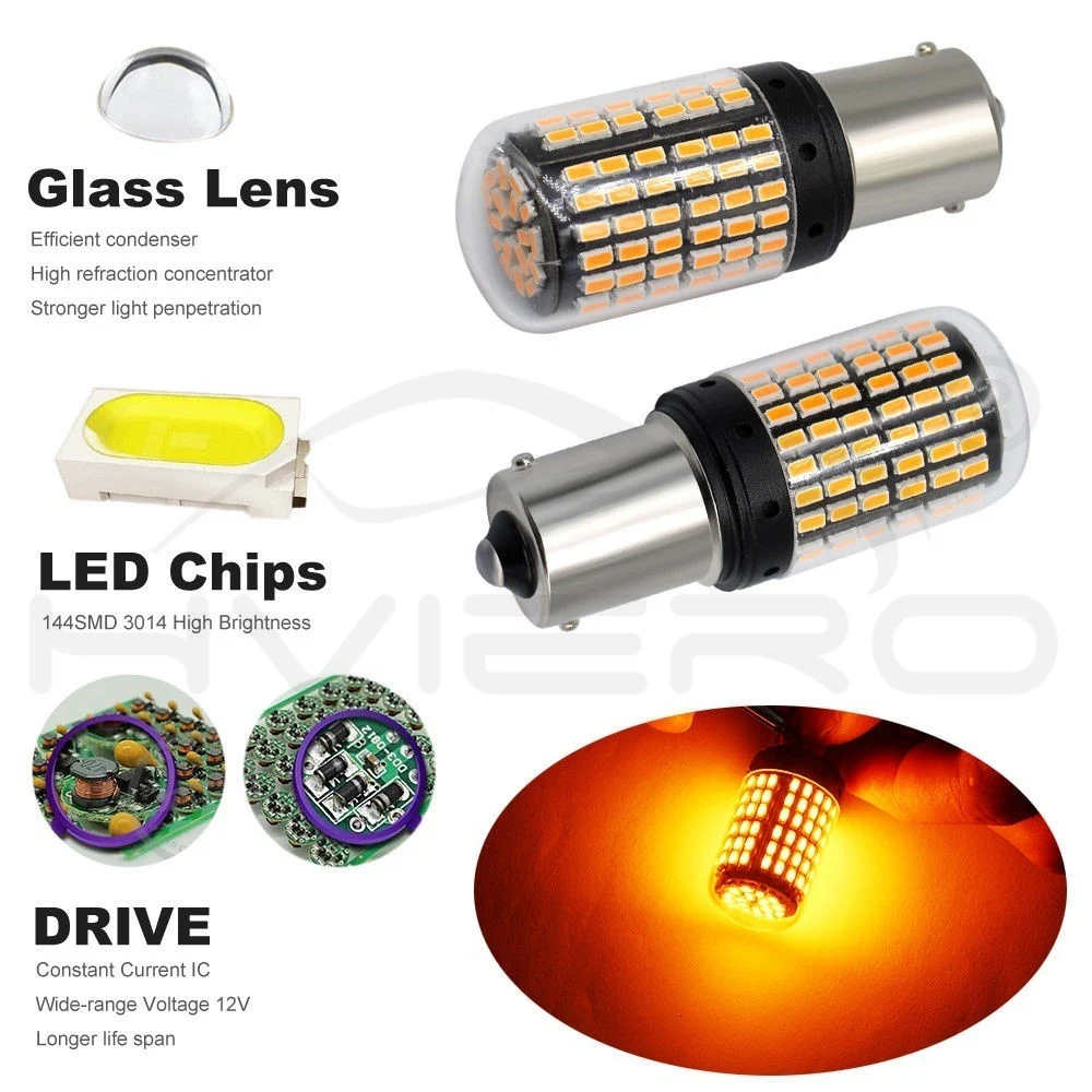 Hviero 2X 1156 1141 1073 7506 BA15S P215W Car Led Tail Bulb Brake Lights Auto Reverse Lamp Daytime Running Light White Yellow DC 12V 24v