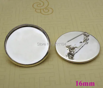 

16mm Silver Plated Brass Blank Round Bezel Tray Brooch Bases Settings Back Pins Clip Cameo Diy Brooches Findings Wholesale