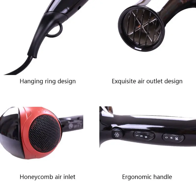 

Professional 2000W Electric Hair Dryer Large Speed Power Ionic Blower With Hairdressing Diffusers Salon Home Use