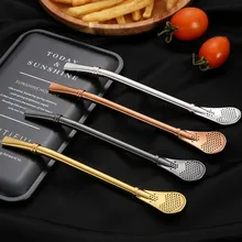 Нержавеющая сталь питьевой соломы ложка чай кофе Yerba мате фильтр соломинки Тыква многоразовые чайные инструменты моющиеся бар аксессуары