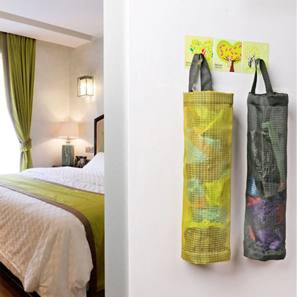 Plastic Waste Bag Storage Kitchen Hanging Folding Garbage Bag Organizer