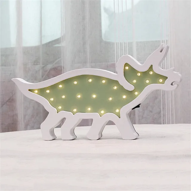 Wooden 3D Rhinoceros LED Night Light Children's Day Lovely