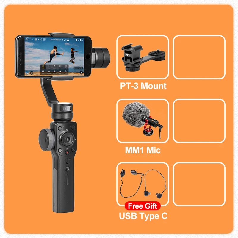 ZHIYUN Smooth 4 3 оси смартфон ручной карданный стабилизатор steadicam для iphone 6 X Экшн-камера huawei P20 Pro Gopro4 SJCAM - Цвет: w Mount MM1