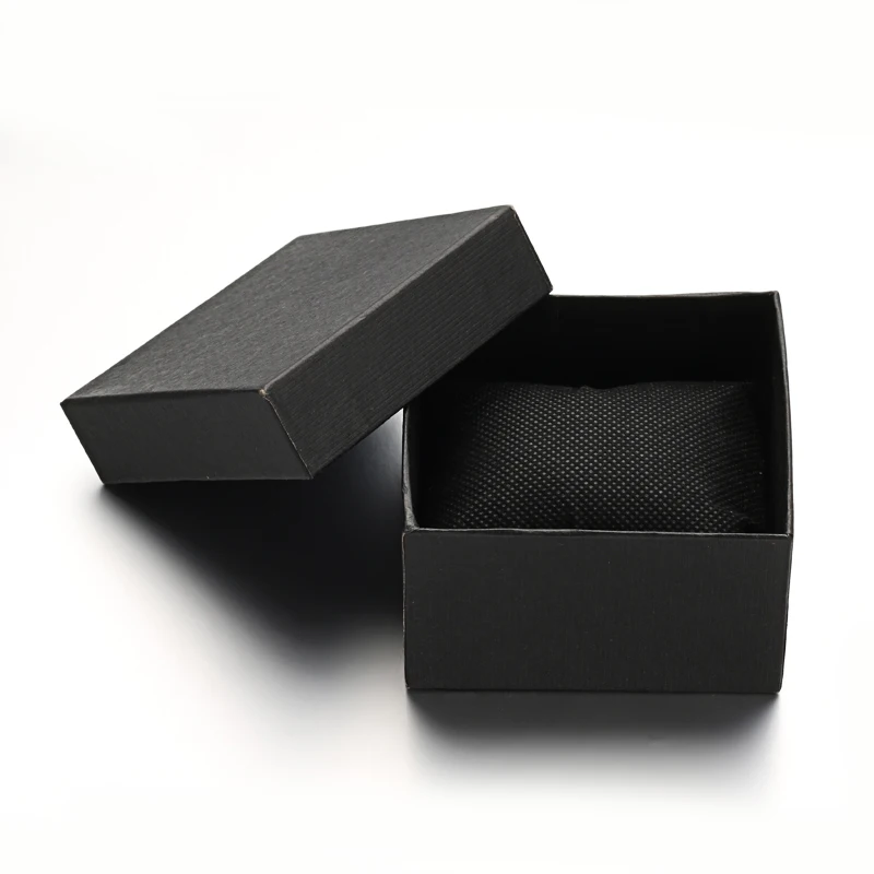 10pcs Rectangle Black Watch Jewelry Box with Sponge Pad Cardboard Paper Pocket Watch Storage Case Gifts DIY Packing Supplies