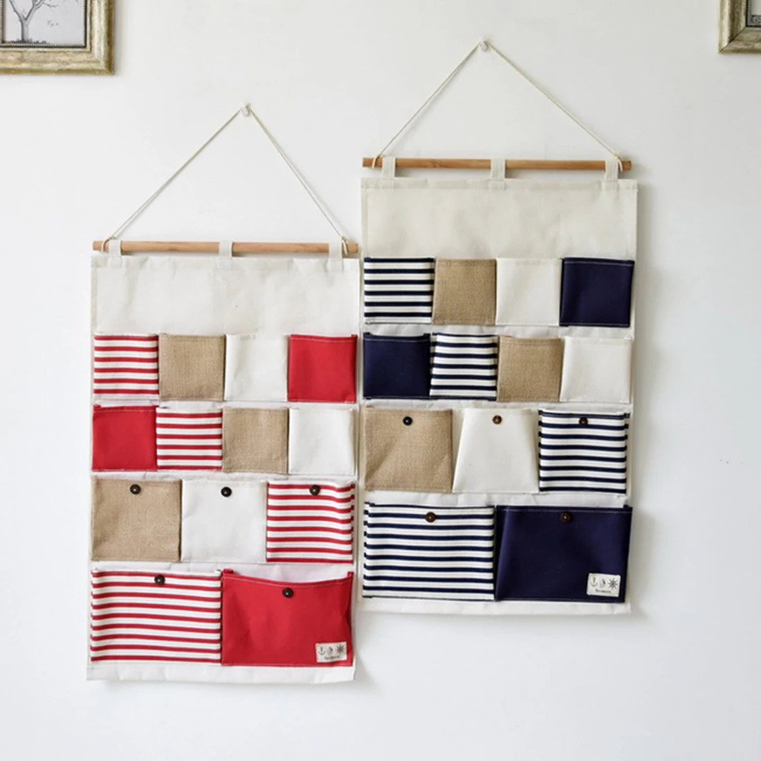 13 Pockets Wall Hanging Storage Basket Organizer Cotton Fabric Closet