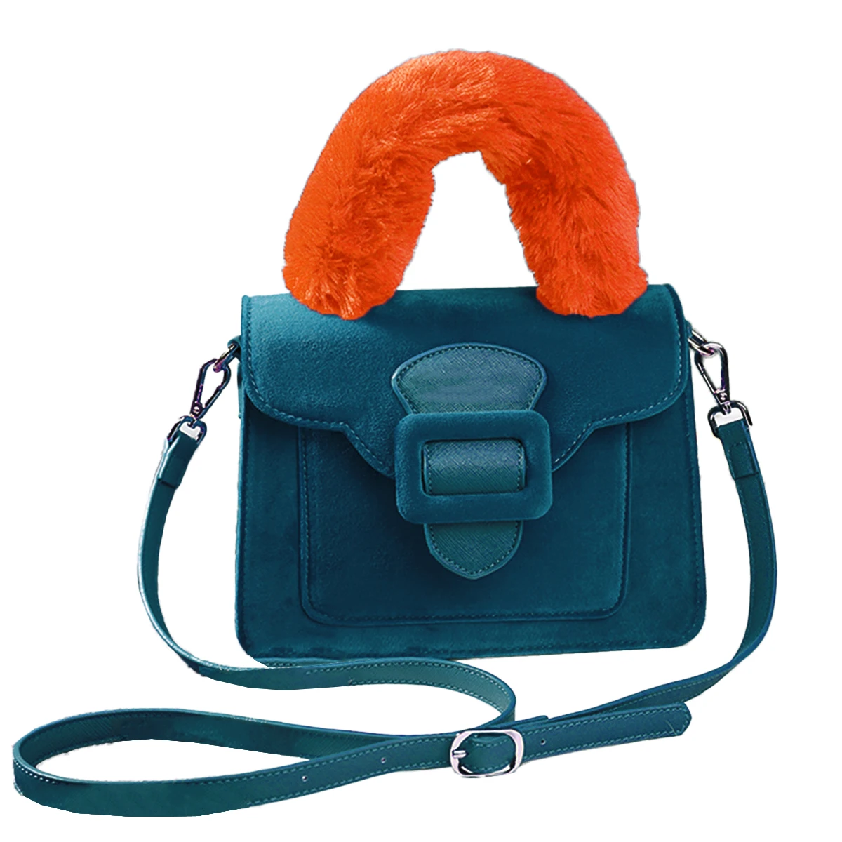 Coofit сумка из искусственного меха сумка из норки на ремне женская модная сумка с откидной крышкой сумка-мессенджер Женская Роскошная сумка с верхней ручкой - Цвет: Green