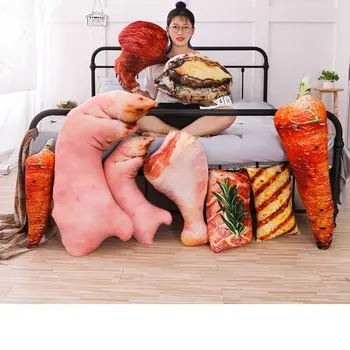 

Funny Simulation Barbecue Plush Pillow Soft Cartoon Animal Trotter&Carrot&Chicken Leg&Tofu&Abalone&Steak Stuffed Doll Sofa Toys
