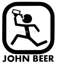 8,9 см x 7,6 см "Пиво Джон" Забавные Стикеры сзади автомобиля Лобовое стекло грузовик бампер дверь внедорожника ноутбук каяк стены искусства
