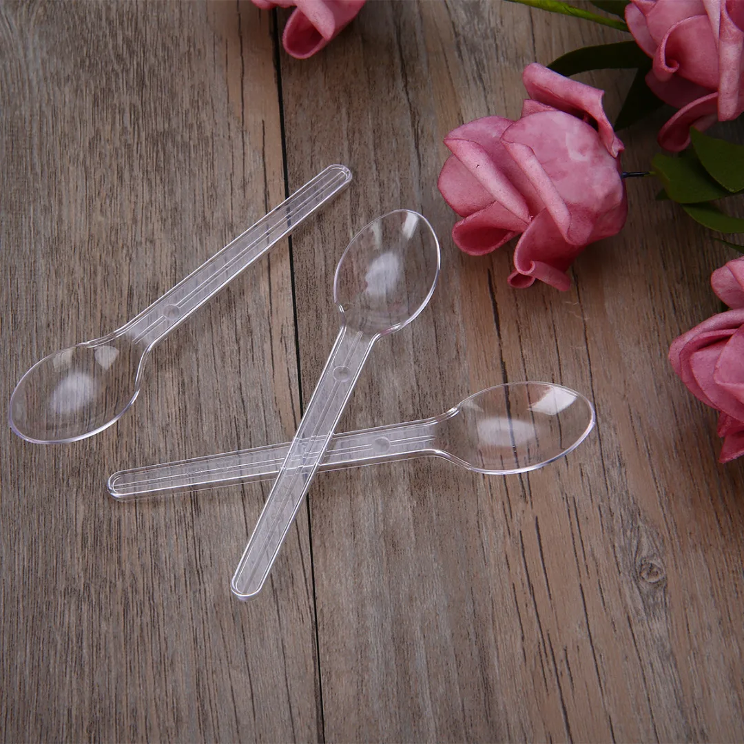 New 25/50pcs Plastic Mini Spoon Disposable Spoons for Coffee Ice Cream Dessert Serving Tool Wedding Party Teaspoon Mayitr