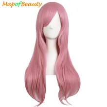 MapofBeauty 70 см длинный волнистый парик для косплея Золотой Черный Коричневый Розовый поддельные волосы прическа синтетические волосы натуральные парики для женщин