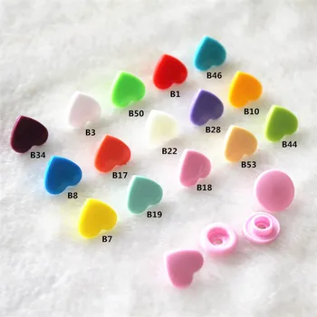 

15 colors mixedKAM heart-shaped 150 sets of the plastic snap button baby diapers With the buttons