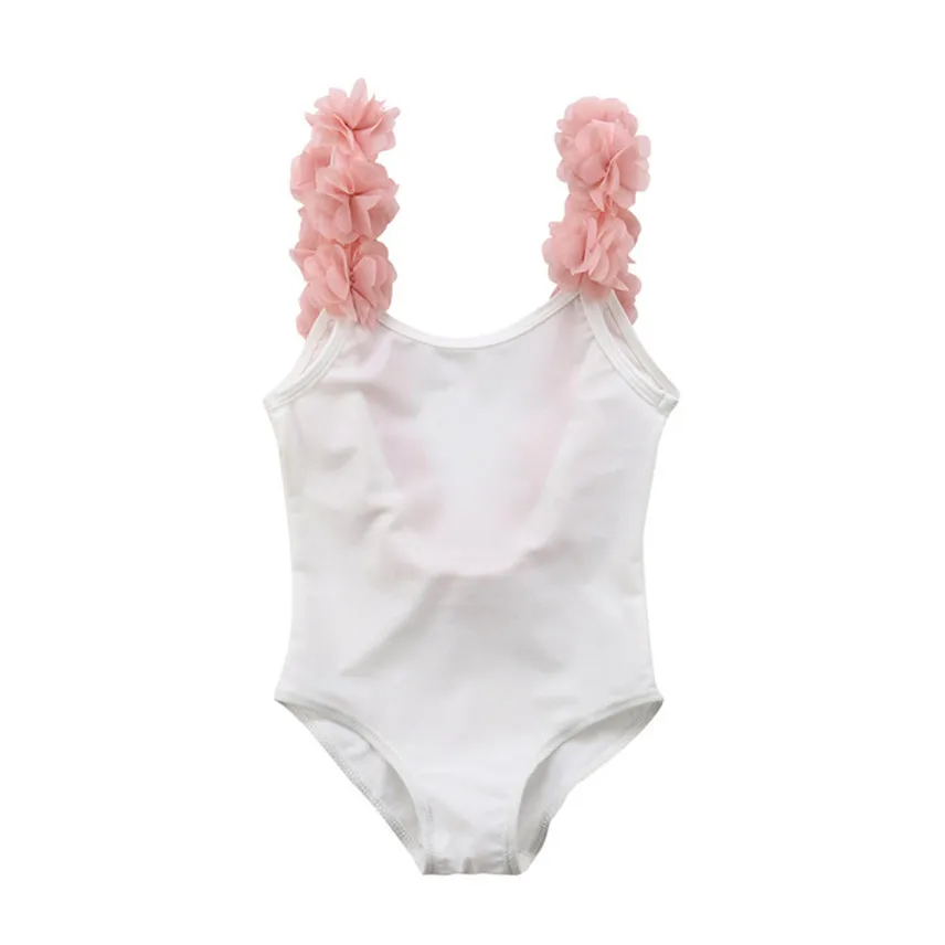 Yangmaile для детей ясельного возраста детская одежда для девочек цветочный купальник, одежда для плавания пляжный комбинезон одежда Chaleco de natation Y - Цвет: White 2-3 Years