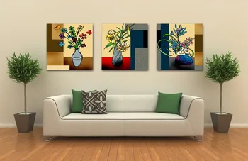 

3 panels abstract art still Life flowers print painting on canvas For Living Room Office Decor