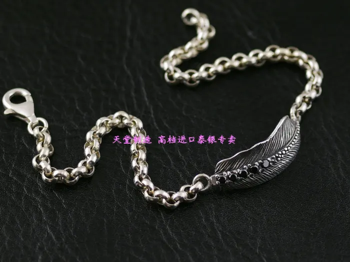 

925 Sterling Silver Silver Zircon female feather bracelet, silver bracelet