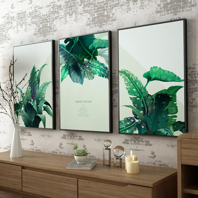 

Dark Green Plants Leaves Nordic Poster Wall Art Canvas Painting Picture Posters Wall Pictures For Living Room Modern Unframed