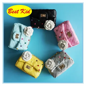 

DHL Free Shipping! BestKid Stylish Colorful Pearl Flower Messenger Bag for Toddlers Kids Leather Coin Purse Girls Bags SMT050D