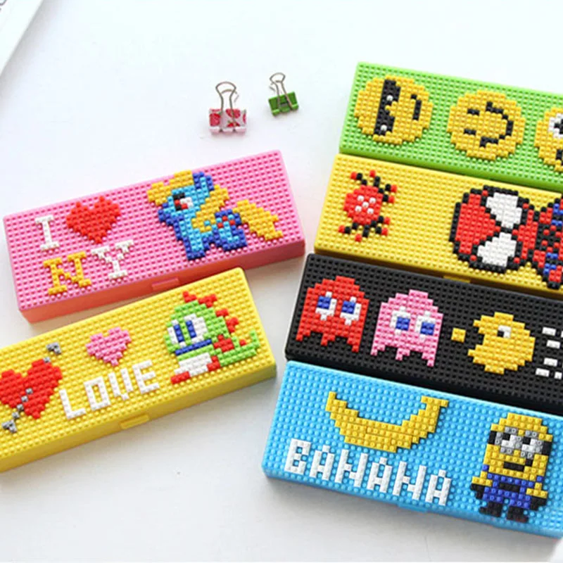 Creative DIY 3D Cartoon Building Blocks Toy Pencil Case