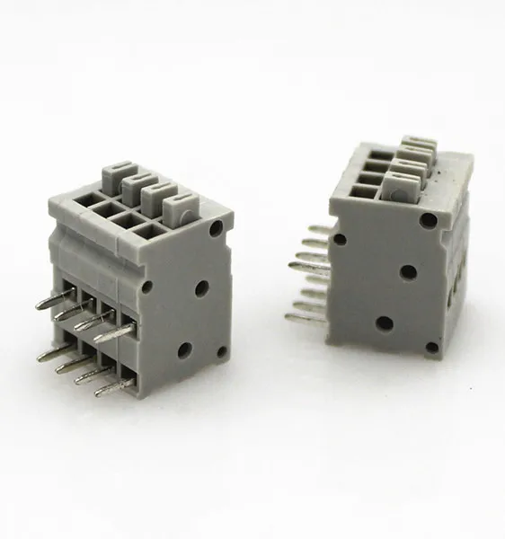 

Free shipping 50PCS 2POLE spring terminal block Right angle connector 2.54MM pitch kf141AR DG211R screwless terminals