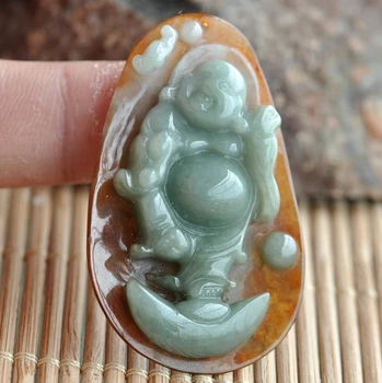 

Exquisite natural jade Maitreya Buddha pendant e135#