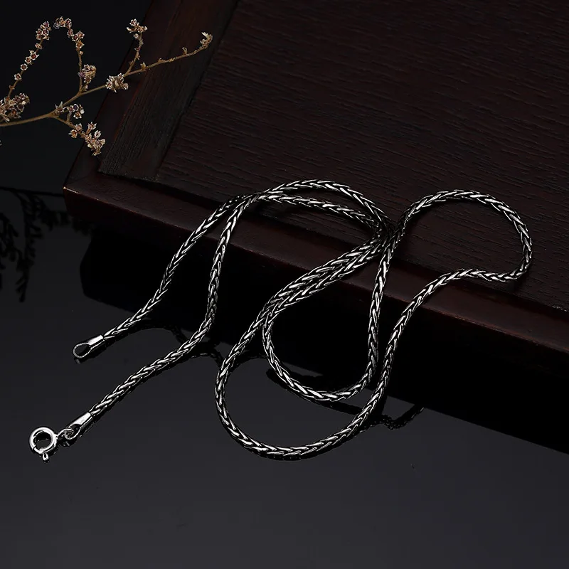 

Long Statement Necklace 2MM Silver 925 Fashion Link Chains 46cm-56cm Necklace For Women HN054
