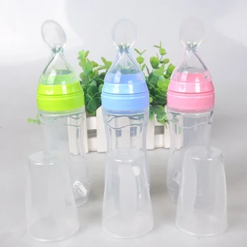 

Baby Utensils Squeezing Feeding Bottle Silicone Training Rice Spoon Infant Cereal Food Supplement Feeder Safe Tableware Tools