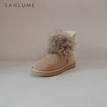 SANLUME/Повседневная зимняя обувь; женские зимние ботинки с натуральным лисьим мехом; водонепроницаемые теплые ботильоны из овечьей кожи; нескользящая подошва из ЭВА