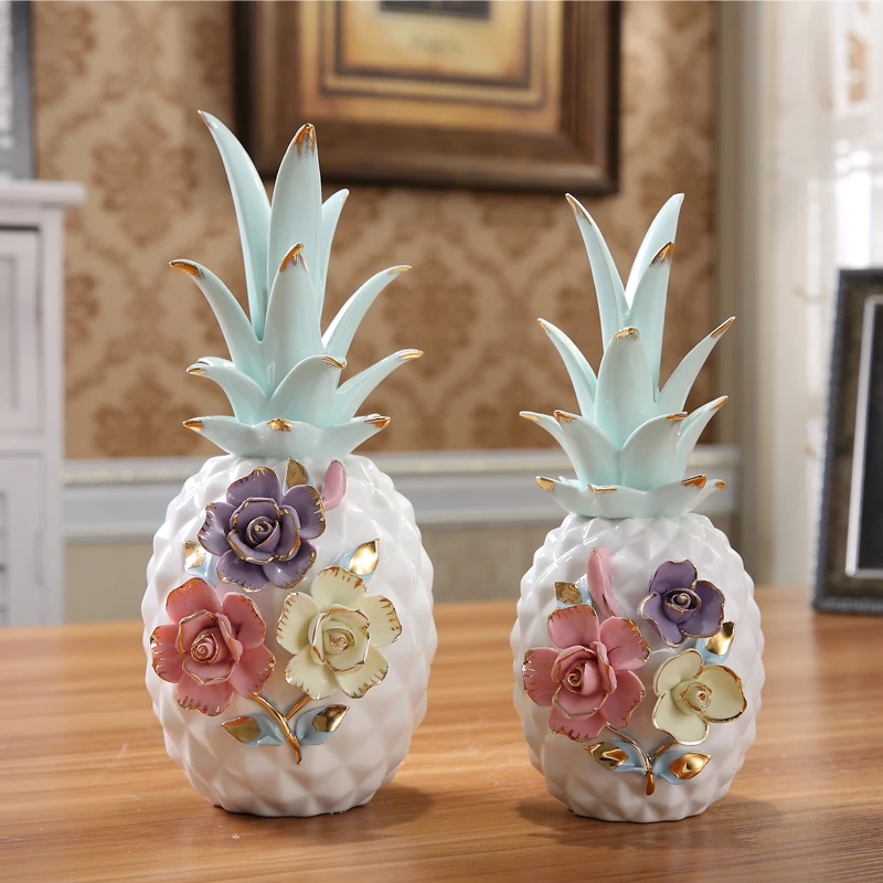 White Ceramic Pineapple Modern Home Decoration Accessories Plant