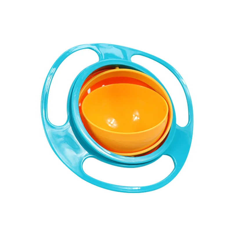Универсальная Гироскопическая чаша для кормления, практичный дизайн, ротационный баланс для детей, новинка, Гироскопический зонтик, вращающийся на 360 градусов, защита от проливания, твердые блюда для кормления - Цвет: Синий