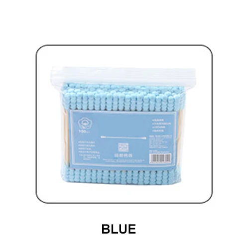100 шт./упак. двойная кисточка из хлопка мягкие одноразовые медицинские для чистки ушей деревянные палочки для здоровья Красота инструменты для макияжа - Цвет: Bag-Blue Spiral