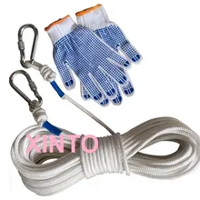 40-45M+ 2 шт крюк безопасности+ перчатка, противопожарный открытый ремень безопасности альпинистская веревка Для Скалолазания Жгут спасательный шнур подъема