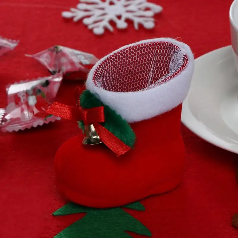

1PC Christmas Decor Santa Claus Candy Boots Home Party Gift Red Boots Candy Bag for Home Xmas Decoration Christmas Tree Pendant