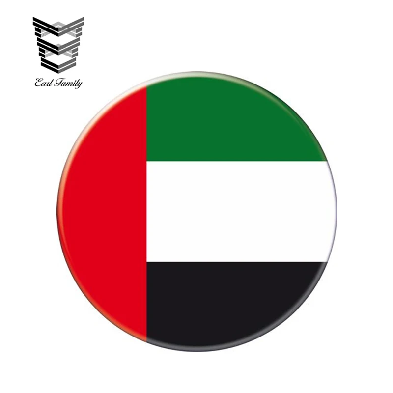 Earlfamily 13Cm X 13Cm Auto Moto Bike Valigia Laptop Flag Round Emirates Arab Riflettente Car Sticker Impermeabile 3D Car Styling