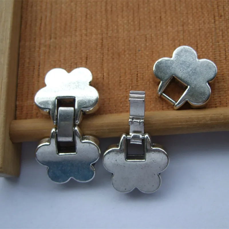 Buy 5 Sets Antique Silver Flower Shaped Snap Clasp End