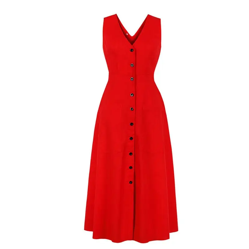 

Women Summer Maxi Dress Sexy Sleeveless Simple Elegant Street Robe Vintage Solid Red Casual Party Fashion Ladies Long Dresses