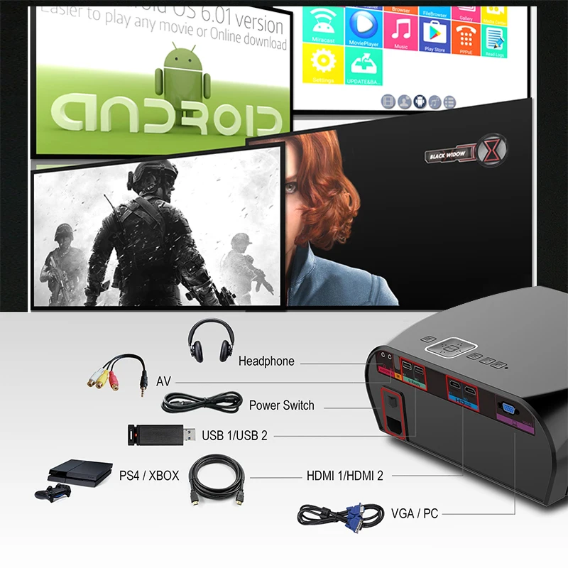 Everycom GP100 UP 3500 люмен светодиодный проектор Full HD WiFi Android 4K видео Proyector опция Smart Beamer