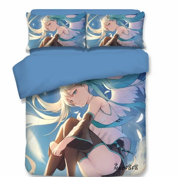 

Mxdfafa Anime Duvet Cover Set SNOW MIKU Print Bedding Set Luxury Comforter Bed Sets Include 1 Duvet Cover and 2 dakimakura case