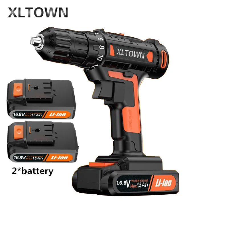 

Xltown 16.8v High-end Rechargeable Lithium Battery Electric Screwdriver with 2 battery Large Torque Household Drill Power Tools