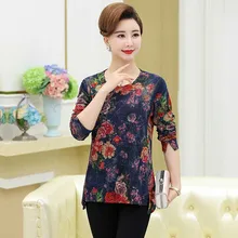 Новая весенняя рубашка с длинными рукавами для мамы, весенняя и осенняя женская футболка среднего возраста P8-4051-8826T