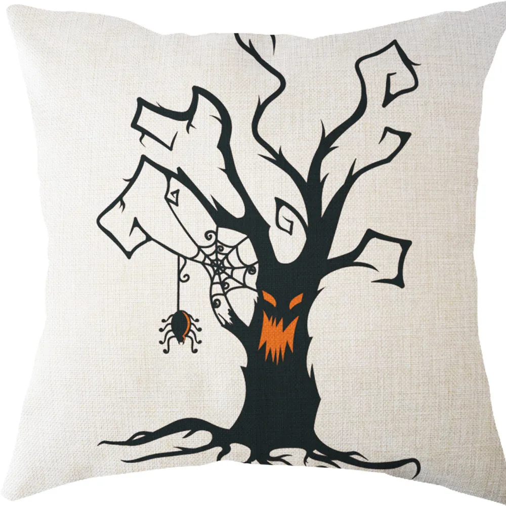 

Halloween decorative pillow Europe trees square printed cotton linen seat cushion no filling housse coussin decoration 19Sep