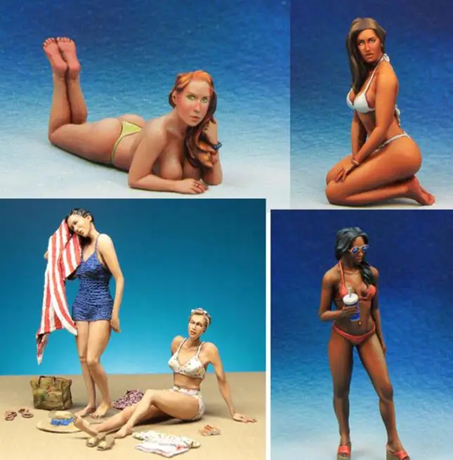 1/35 смоляная фигура пляжные модели красоты наборы - Цвет: Серый