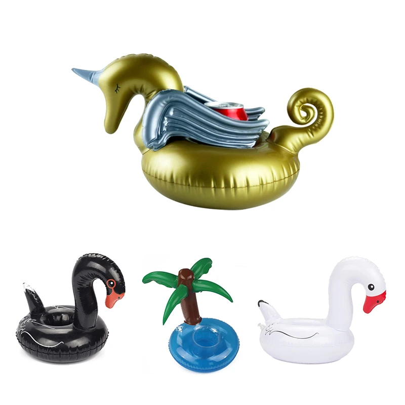 

1Pc Inflatable Cup Holder Inflatable Mini Unicorn Pink Flamingo Hawaiian Tropical Swimming Drink Floating Spool Party Supplies