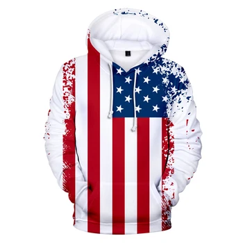 

2019 Fashion Hoodies Independence Day Euro-American retro brand 3D US Men Women Sweatshirts personality Fourth of July Hoodies