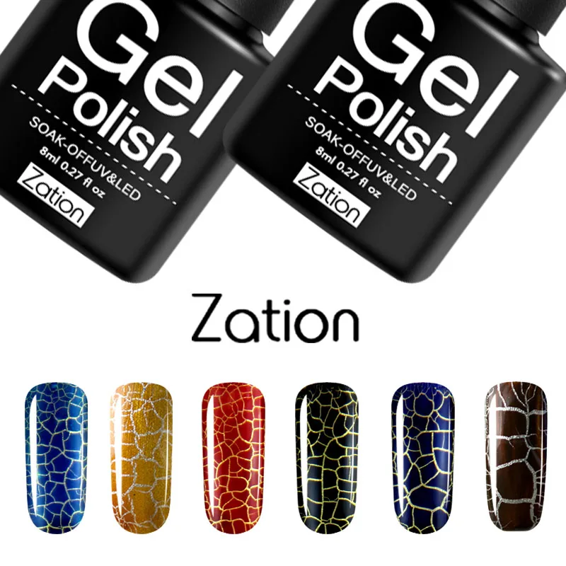 Zation Cracking Varnish Primer Top Base Coat Enamel Lacquer Crack Nail Gel Crackle Gel Metal