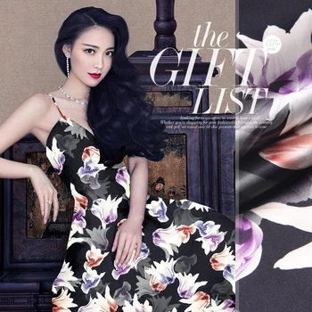 

printing of silk fabric cloth and double thick elastic silk satin dress [clear] Lily